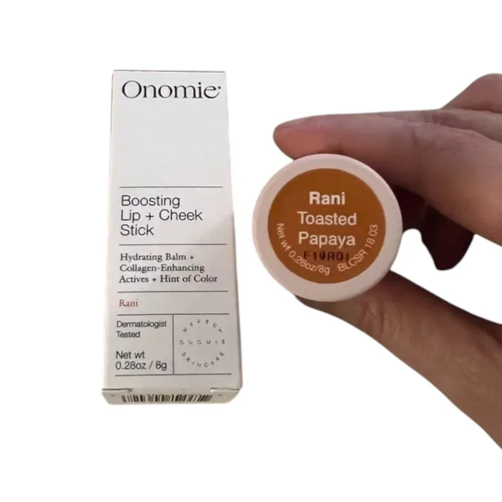 ONOMIE Boosting Lip  Cheek Hydrating & Collagen Stick Rani Toasted Papaya 8g NIB
